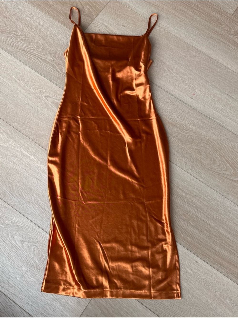 Women's Satin Slip Maxi Dress in Copper